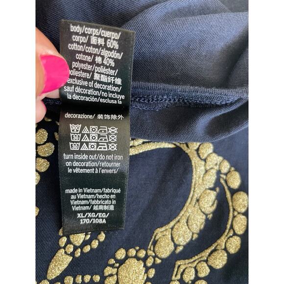 VICTORIA SECRET SPORT T-SHIRT GOLD QUEEN CROWN GRAPHIC BLUE SZ XL ATHLEISURE - Picture 9 of 10